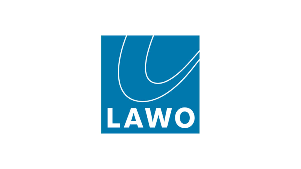 Blue background Lawo logo